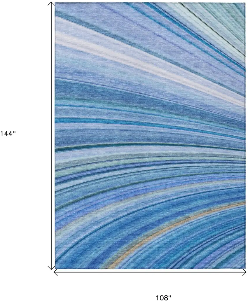 Blue Abstract Washable Non Skid Indoor Outdoor Area Rug Photo 3