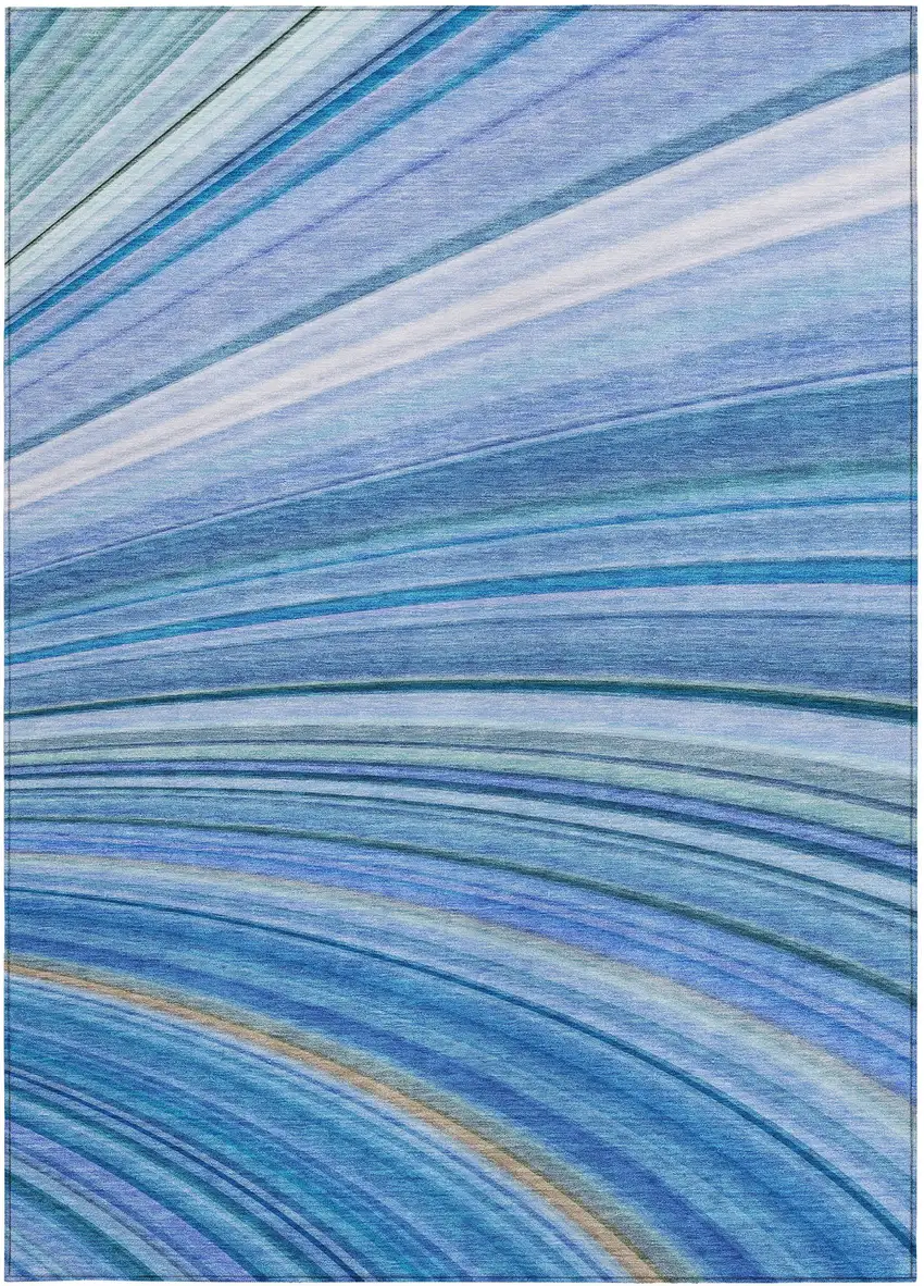Blue Abstract Washable Non Skid Indoor Outdoor Area Rug Photo 6