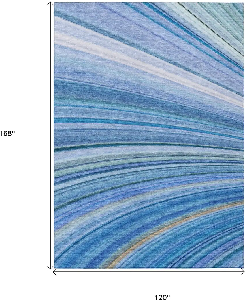 Blue Abstract Washable Non Skid Indoor Outdoor Area Rug Photo 3