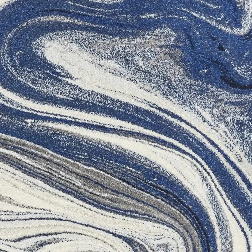 Blue And Beige Abstract Area Rug Photo 9