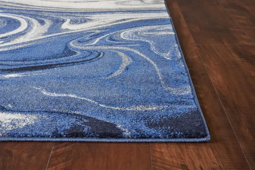 Blue Abstract Waves Area Rug Photo 4