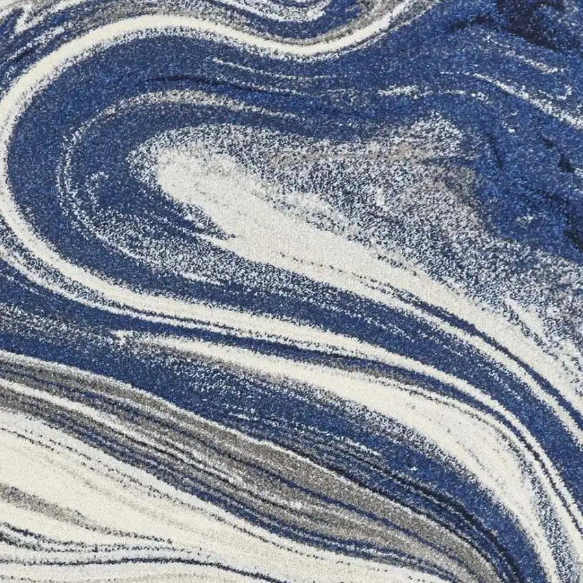 Blue And Beige Abstract Area Rug Photo 9