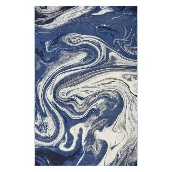 Blue And Beige Abstract Area Rug Photo 4