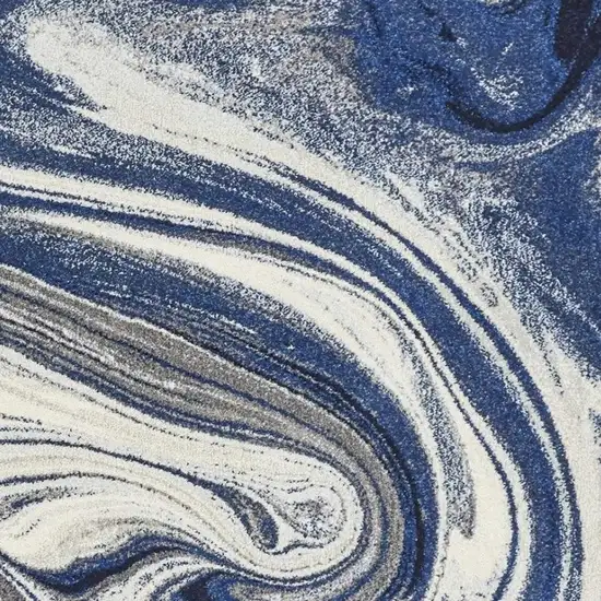 Blue And Beige Abstract Area Rug Photo 6
