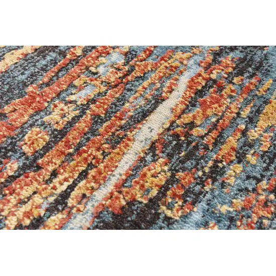 Blue And Apricot New Zealand Lambs Wool Abstract Hand Carved Handmade Area Rug Photo 4