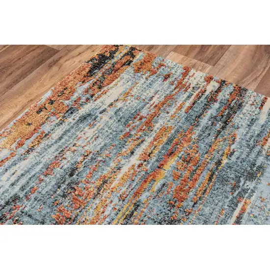 Blue And Apricot New Zealand Lambs Wool Abstract Hand Carved Handmade Area Rug Photo 1