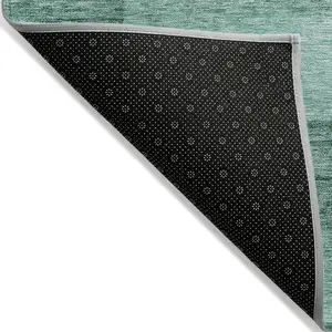Photo of Blue And Aqua Geometric Washable Indoor Outdoor Area Rug