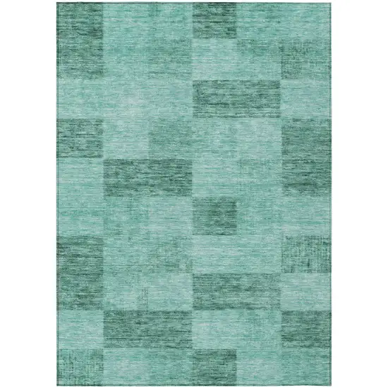 Blue And Aqua Geometric Washable Indoor Outdoor Area Rug Photo 2