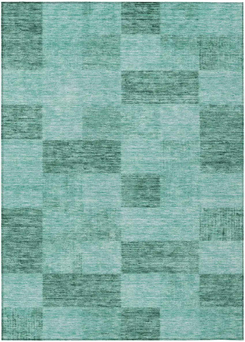 Blue And Aqua Geometric Washable Indoor Outdoor Area Rug Photo 2