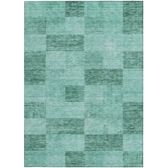 Blue And Aqua Geometric Washable Indoor Outdoor Area Rug Photo 5