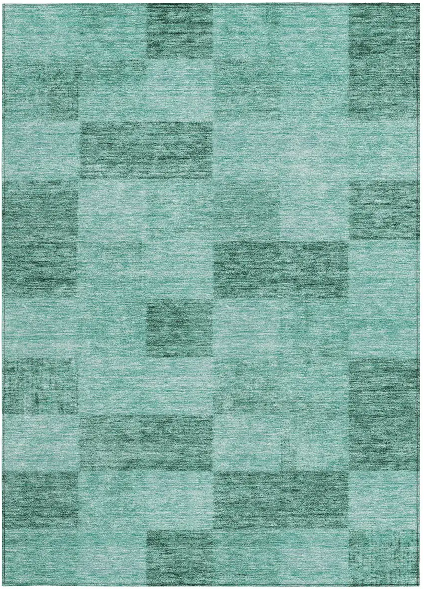 Blue And Aqua Geometric Washable Indoor Outdoor Area Rug Photo 5