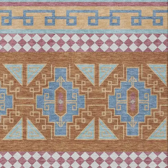 Blue And Aqua Tribal Washable Indoor Outdoor Area Rug Photo 5
