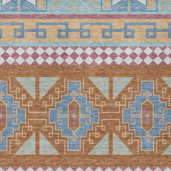 Blue And Aqua Tribal Washable Indoor Outdoor Area Rug Photo 3