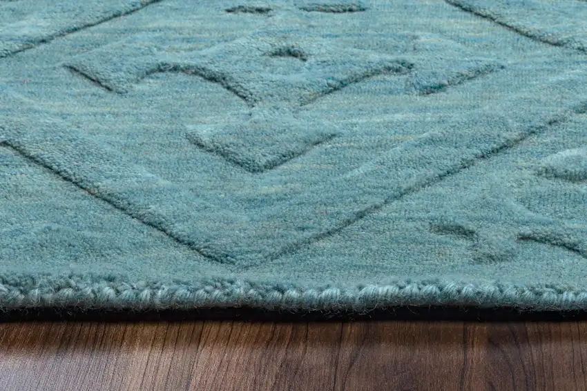 Blue And Aqua Wool Geometric Hand Tufted Area Rug Photo 4