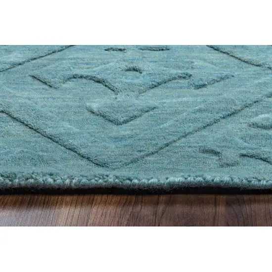 Blue And Aqua Wool Geometric Hand Tufted Area Rug Photo 4