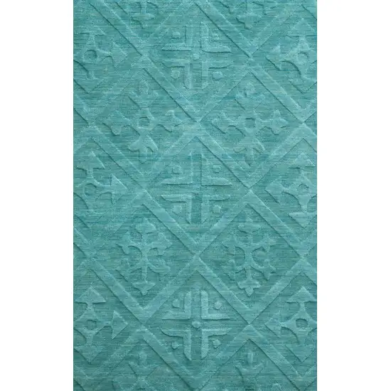 Blue And Aqua Wool Geometric Hand Tufted Area Rug Photo 3