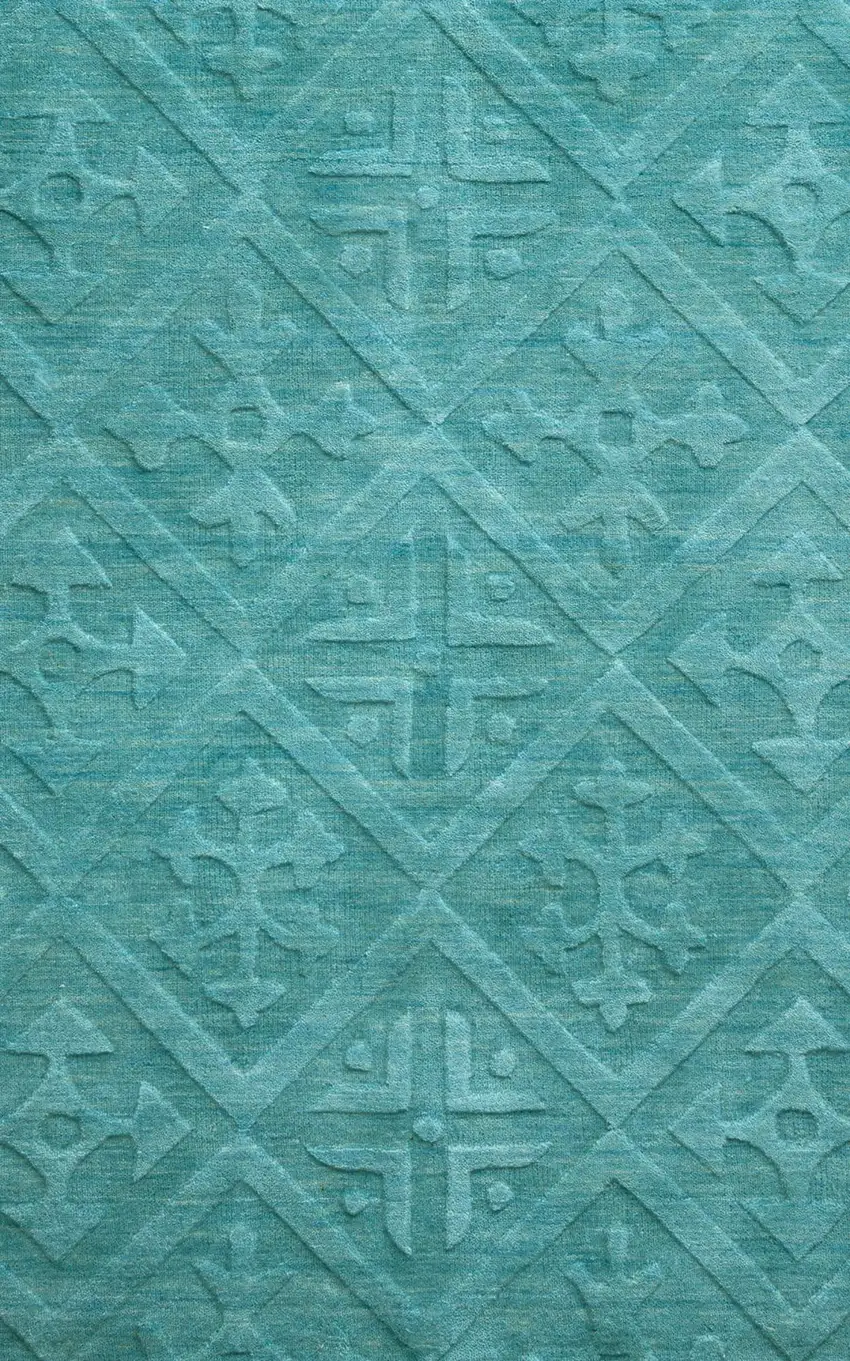 Blue And Aqua Wool Geometric Hand Tufted Area Rug Photo 3