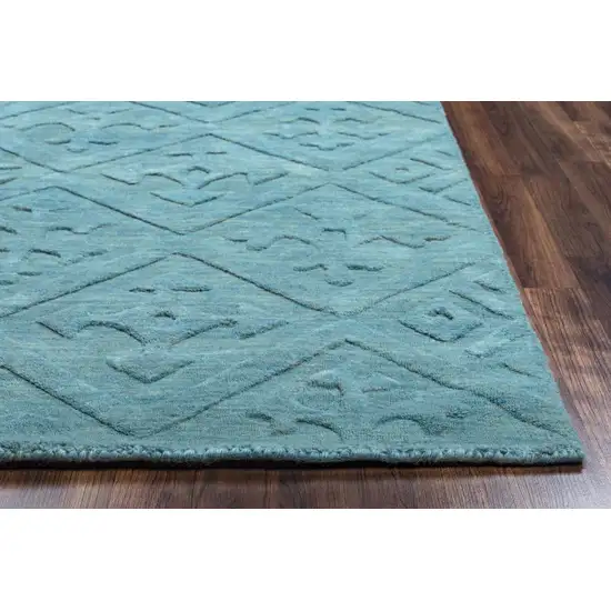 Blue And Aqua Wool Geometric Hand Tufted Area Rug Photo 2