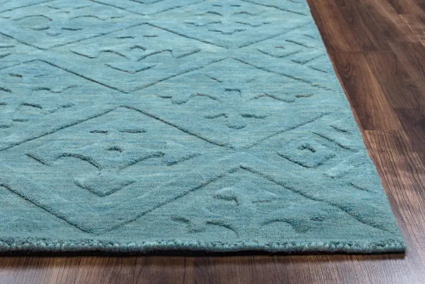Blue And Aqua Wool Geometric Hand Tufted Area Rug Photo 2