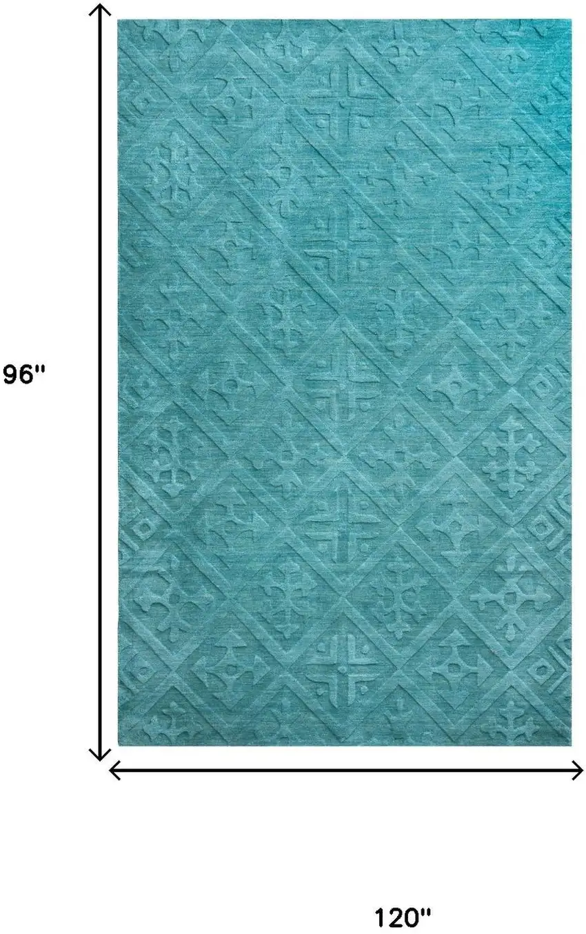 Blue And Aqua Wool Geometric Hand Tufted Area Rug Photo 5