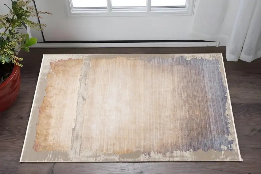 Blue And Beige Abstract Area Rug Photo 1