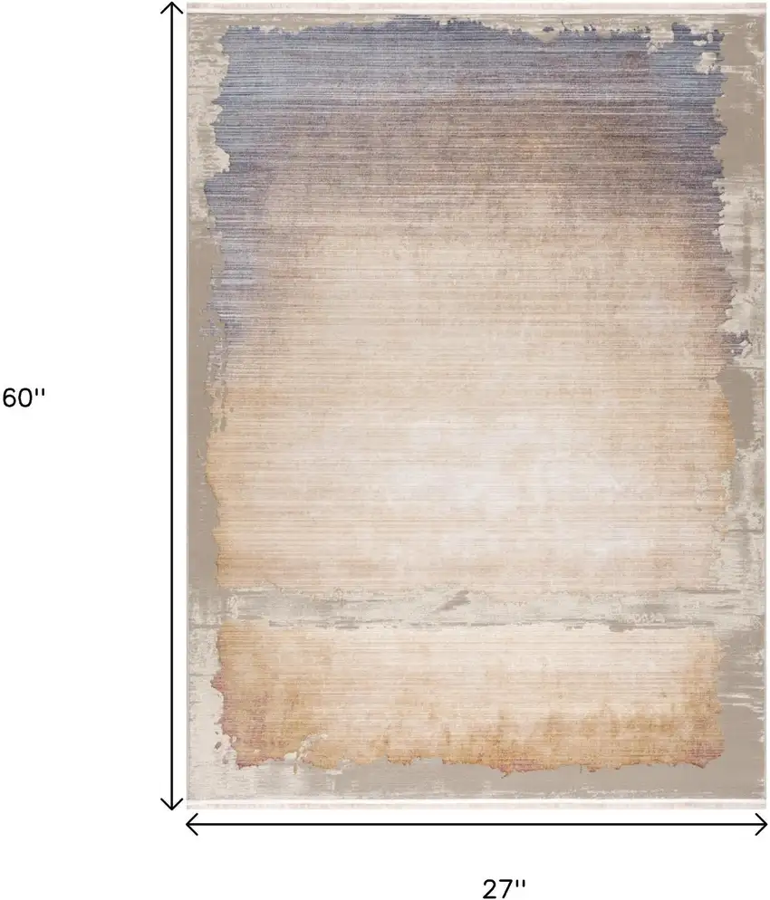 Blue And Beige Abstract Area Rug Photo 3