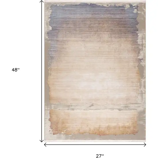 Blue And Beige Abstract Area Rug Photo 3