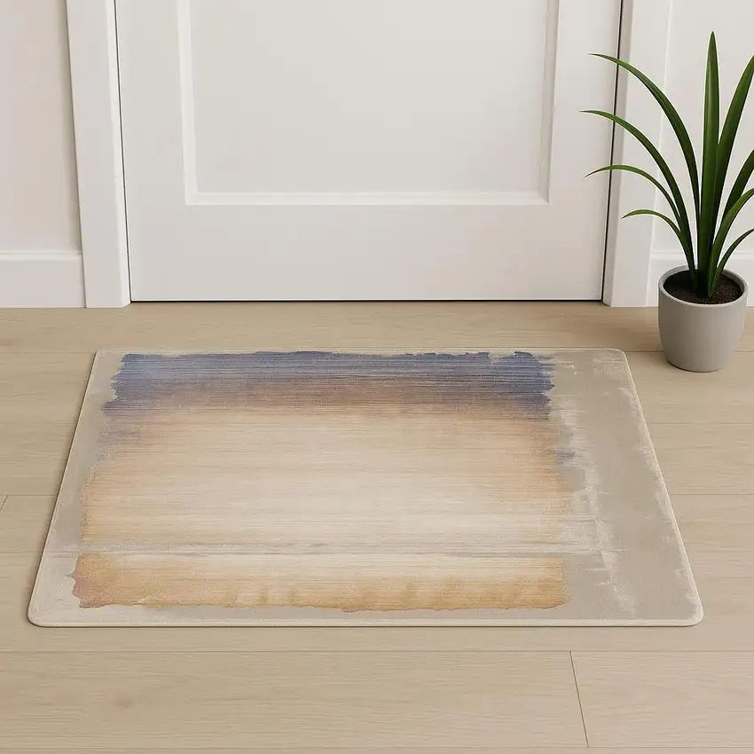 Blue And Beige Abstract Area Rug Photo 1