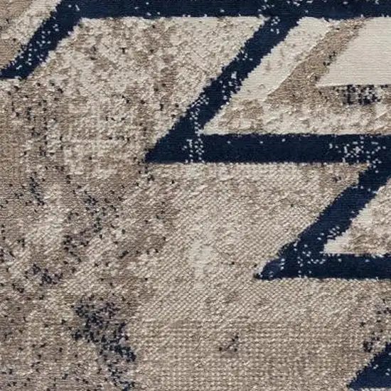 Blue And Beige Abstract Area Rug Photo 5