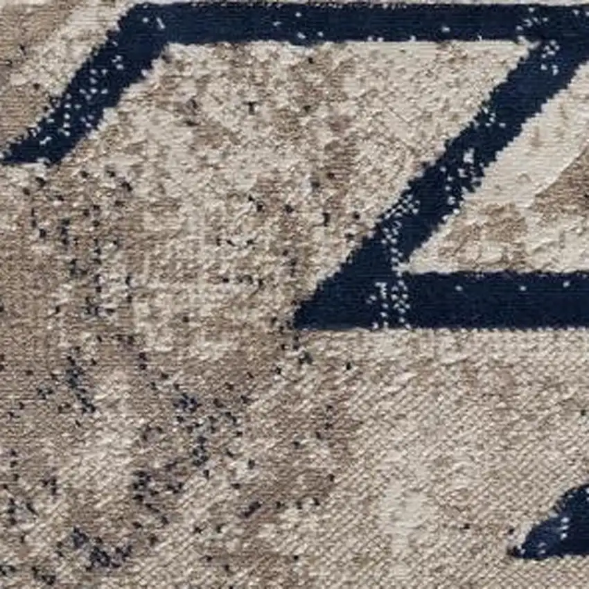 Blue And Beige Abstract Area Rug Photo 4