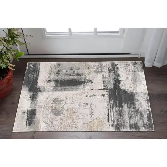 Blue And Beige Abstract Area Rug Photo 2