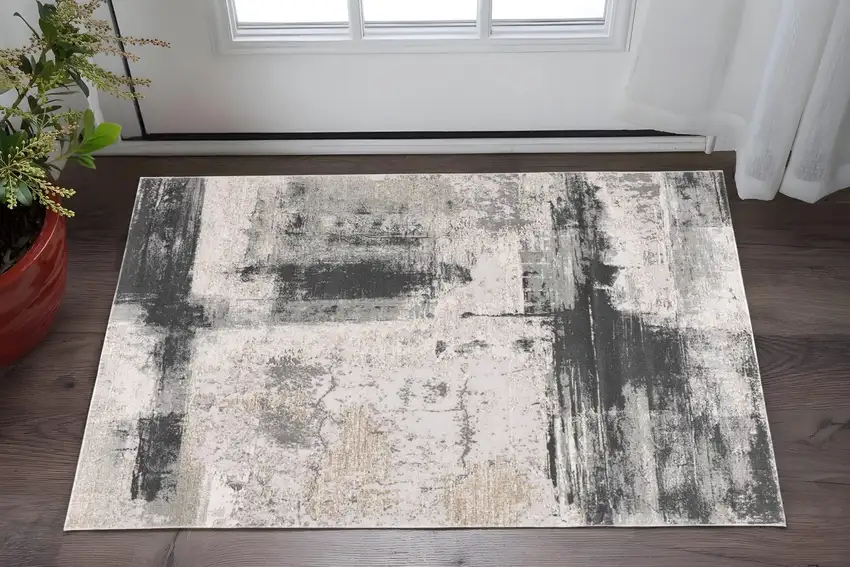 Blue And Beige Abstract Area Rug Photo 2