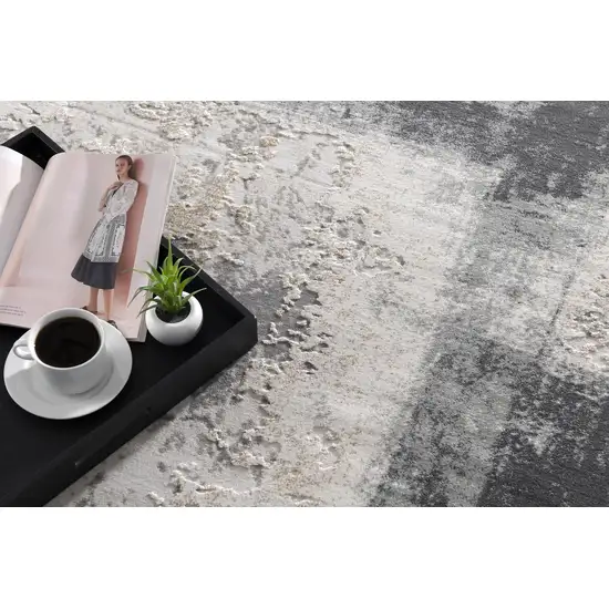 Blue And Beige Abstract Area Rug Photo 6