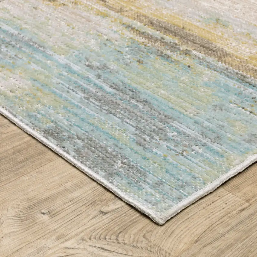 Blue And Beige Abstract Area Rug Photo 7
