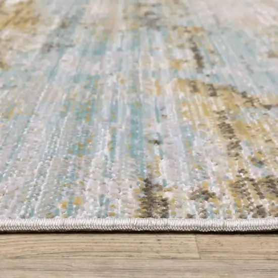 Blue And Beige Abstract Area Rug Photo 9