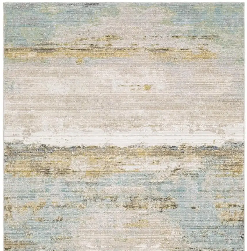 Blue And Beige Abstract Area Rug Photo 4