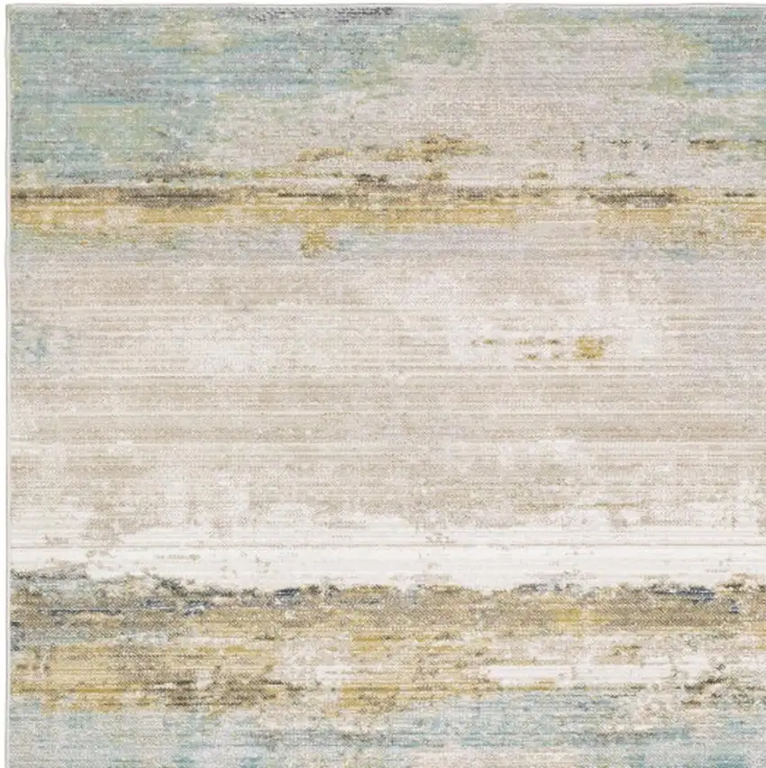Blue And Beige Abstract Area Rug Photo 3