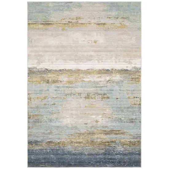 Blue And Beige Abstract Area Rug Photo 2