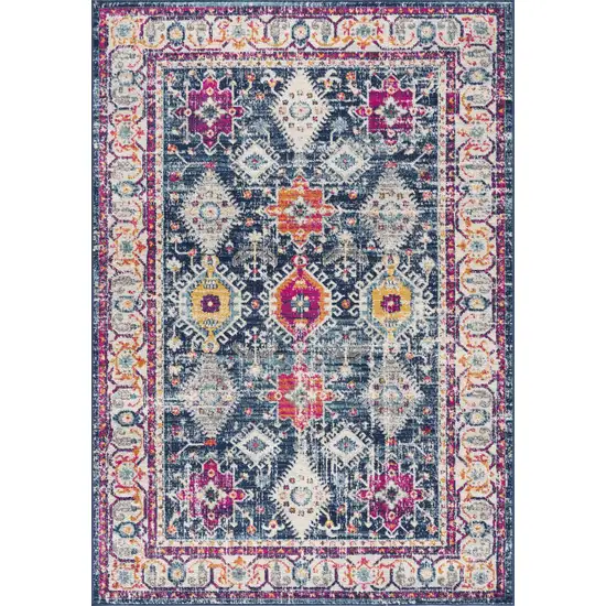 Blue And Beige Abstract Area Rug Photo 4