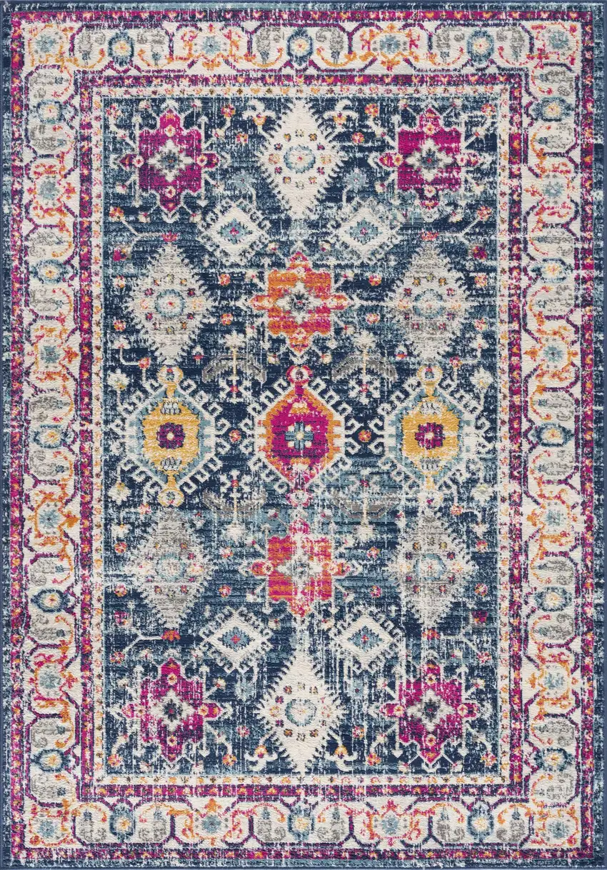 Blue And Beige Abstract Area Rug Photo 4