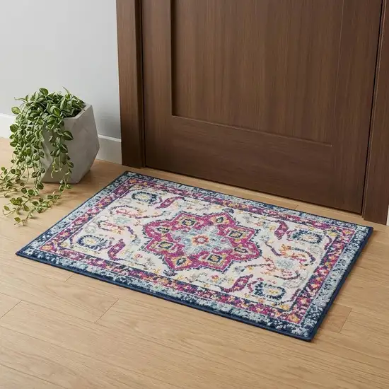 Blue And Beige Abstract Area Rug Photo 1