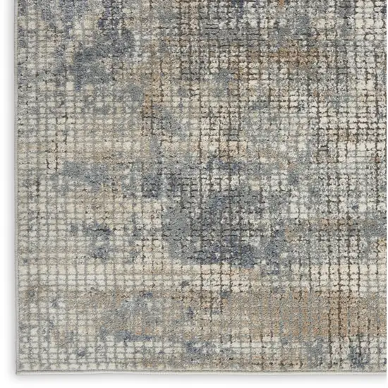Blue And Beige Abstract Power Loom Distressed Non Skid Area Rug Photo 8