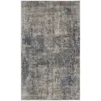 Photo of Blue And Beige Abstract Power Loom Distressed Non Skid Area Rug