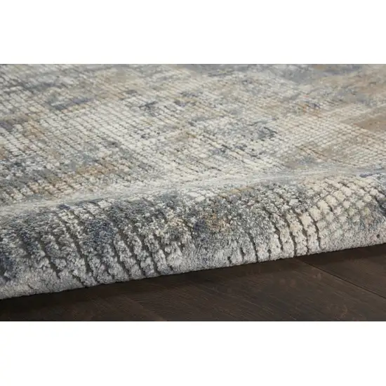 Blue And Beige Abstract Power Loom Distressed Non Skid Area Rug Photo 7