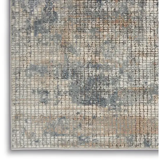 Blue And Beige Abstract Power Loom Distressed Non Skid Area Rug Photo 7