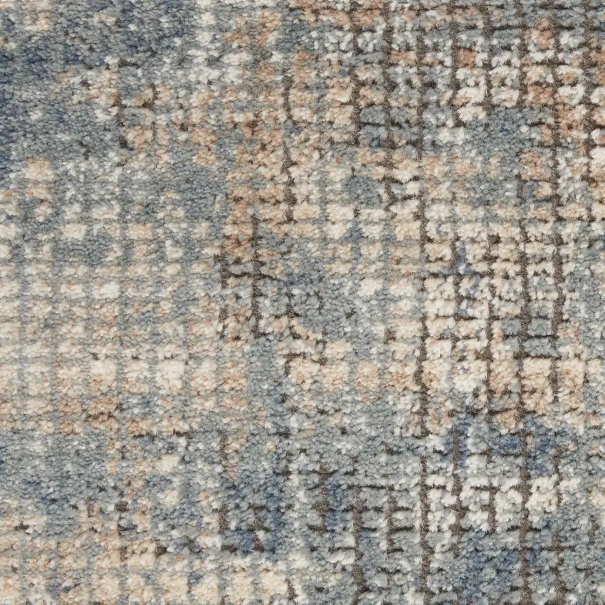 Blue And Beige Abstract Power Loom Distressed Non Skid Area Rug Photo 3