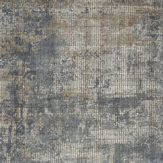 Blue And Beige Abstract Power Loom Distressed Non Skid Area Rug Photo 3