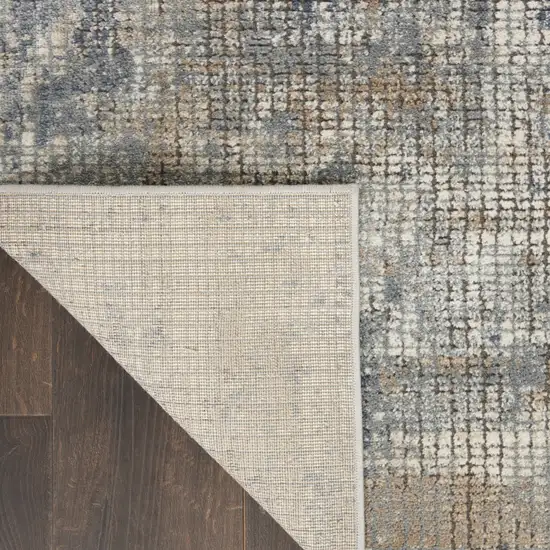 Blue And Beige Abstract Power Loom Distressed Non Skid Area Rug Photo 8