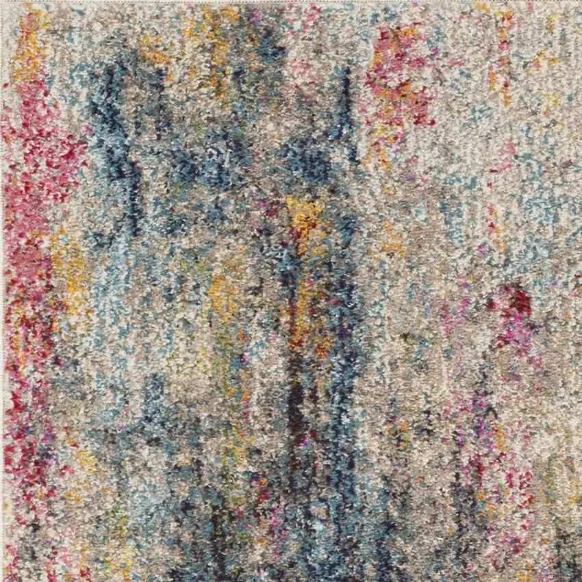 Blue And Beige Abstract Power Loom Non Skid Area Rug Photo 2