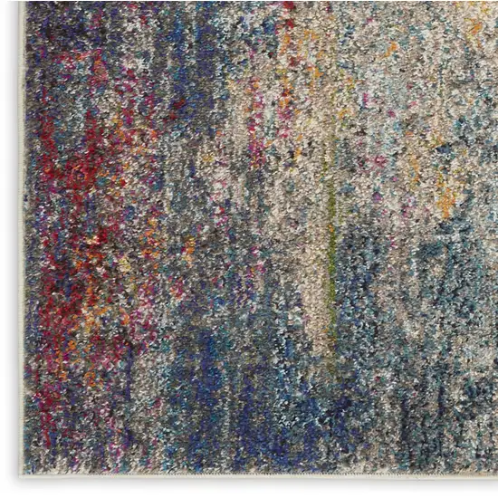 Blue And Beige Abstract Power Loom Non Skid Area Rug Photo 9